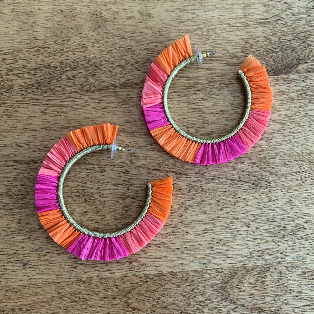 Stella and Dot Raffia Hoop Earrings